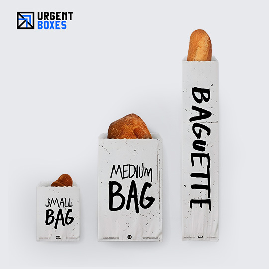 Custom printed paper bakery bags in various sizes